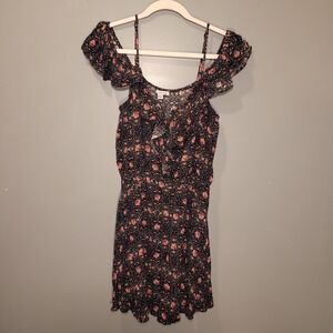 American Eagle Floral Print Sleeveless Mini Dress, Women's Size M, Black